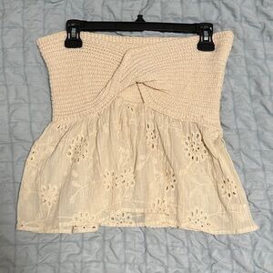 Madewell Cream Crochet and Eyelet Top